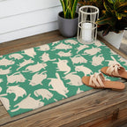 White Silly Cats Pattern Outdoor Rug Gallery Image 2
