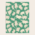 White Silly Cats Pattern Poster Gallery Image 4