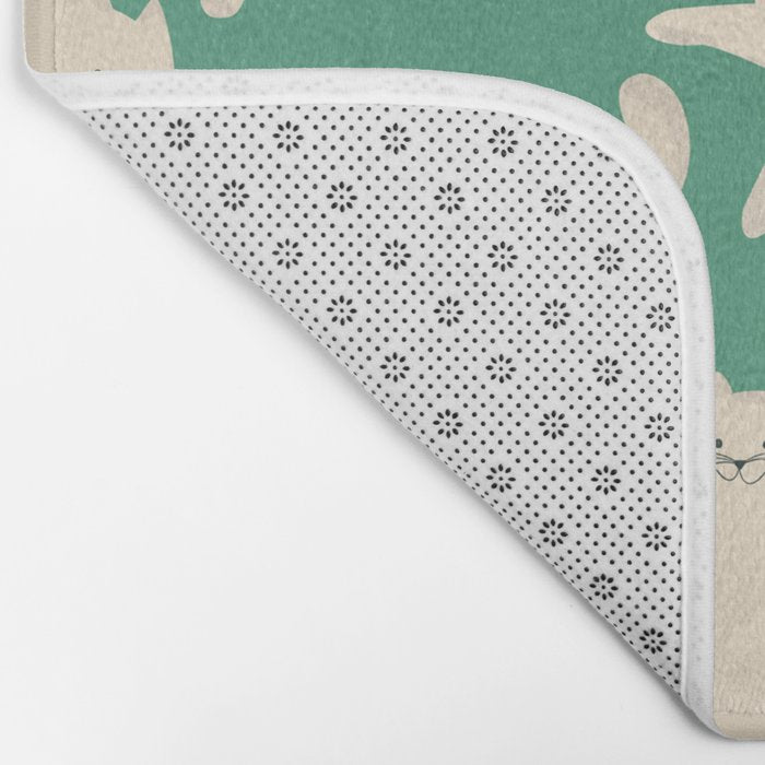 White Silly Cats Pattern Bath Mat Gallery Image 2