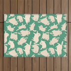 White Silly Cats Pattern Outdoor Rug Gallery Image 1