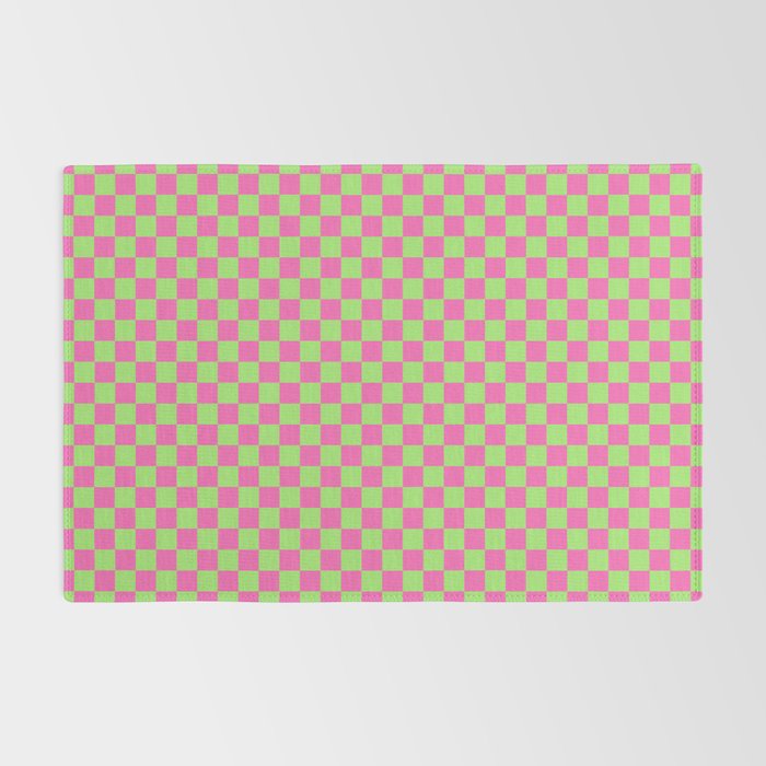 Mini Check Hot Pink and Neon Green Checkered Pattern Rug Gallery Image 2