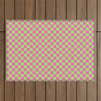 Mini Check Hot Pink and Neon Green Checkered Pattern Outdoor Rug Gallery Image 1