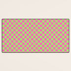 Mini Check Hot Pink and Neon Green Checkered Pattern Desk Mat Gallery Image 3