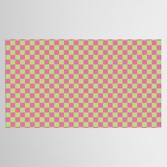 Mini Check Hot Pink and Neon Green Checkered Pattern Tablecloth Gallery Image 2