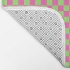 Mini Check Hot Pink and Neon Green Checkered Pattern Bath Mat Gallery Image 2