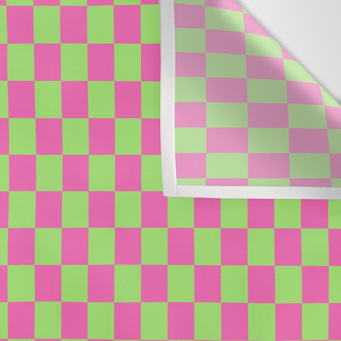 Mini Check Hot Pink and Neon Green Checkered Pattern Wall Tapestry Gallery Image 3