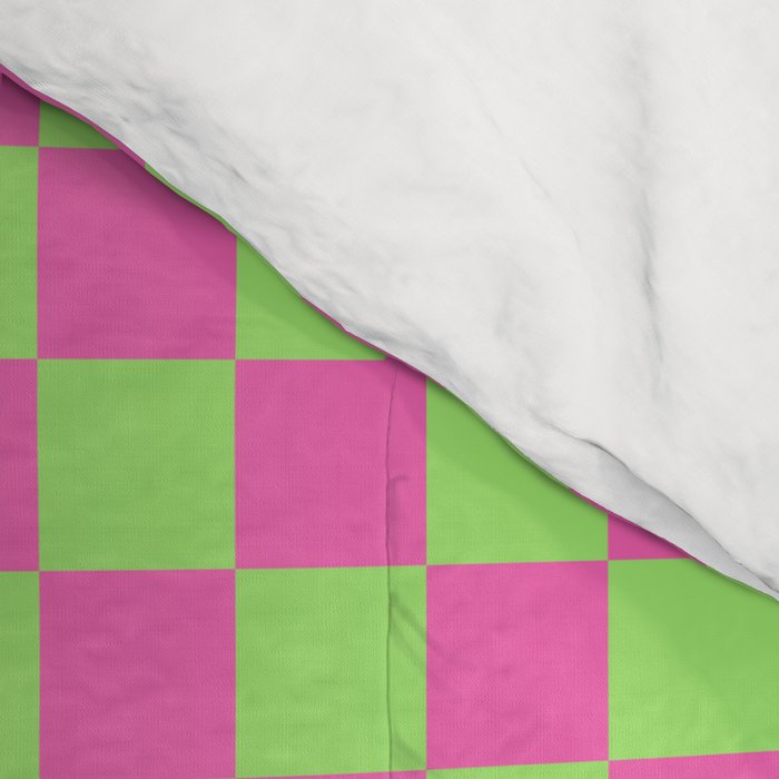 Mini Check Hot Pink and Neon Green Checkered Pattern Comforter Gallery Image 4