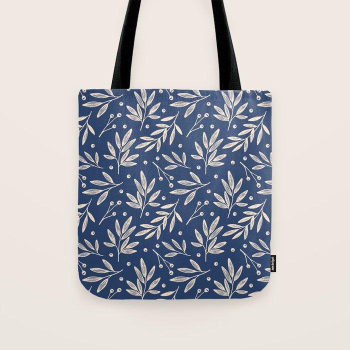 Botanic Pattern - Navy Tote Bag Gallery Image 1