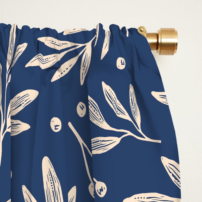 Botanic Pattern - Navy Window Curtain Gallery Image 2