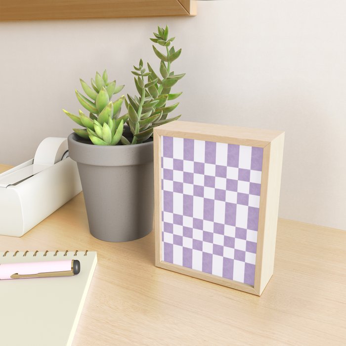 Lilac and white checkered Mini Art Print Gallery Image 2