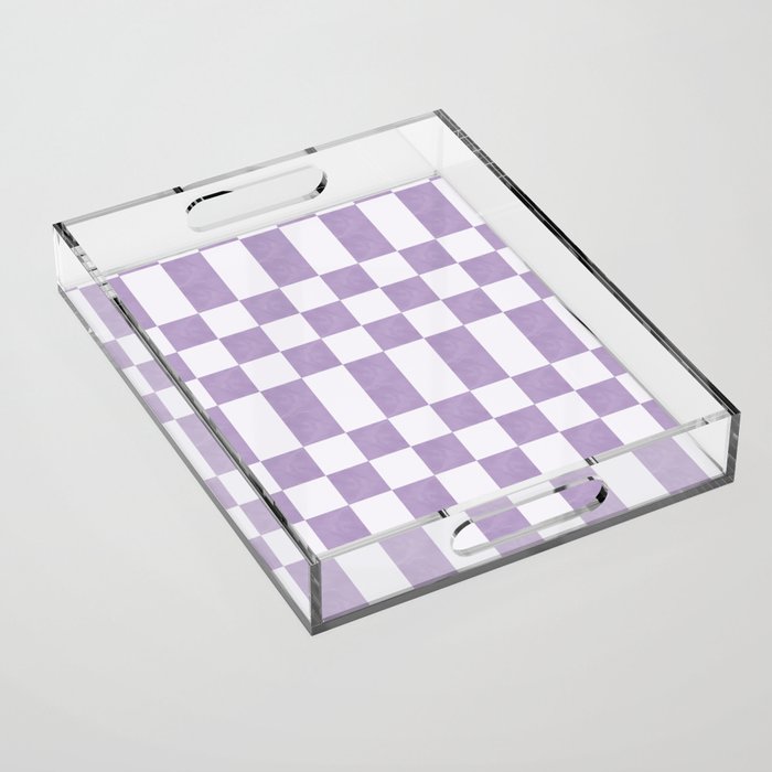 Lilac and white checkered Acrylic Tray Gallery Image 1