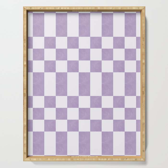 Lilac and white checkered Serving Tray Gallery Image 1