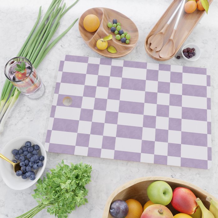 Lilac and white checkered Cutting Board Gallery Image 2