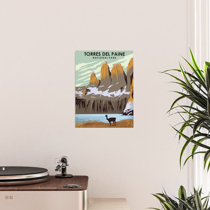 Torres Del Paine National Park Chile Vintage Minimal Travel Poster Poster Gallery Image 2