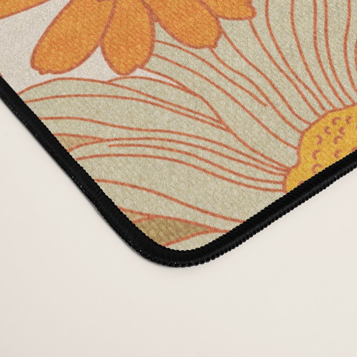 Retro Florals 70s Cream Desk Mat Gallery Image 4