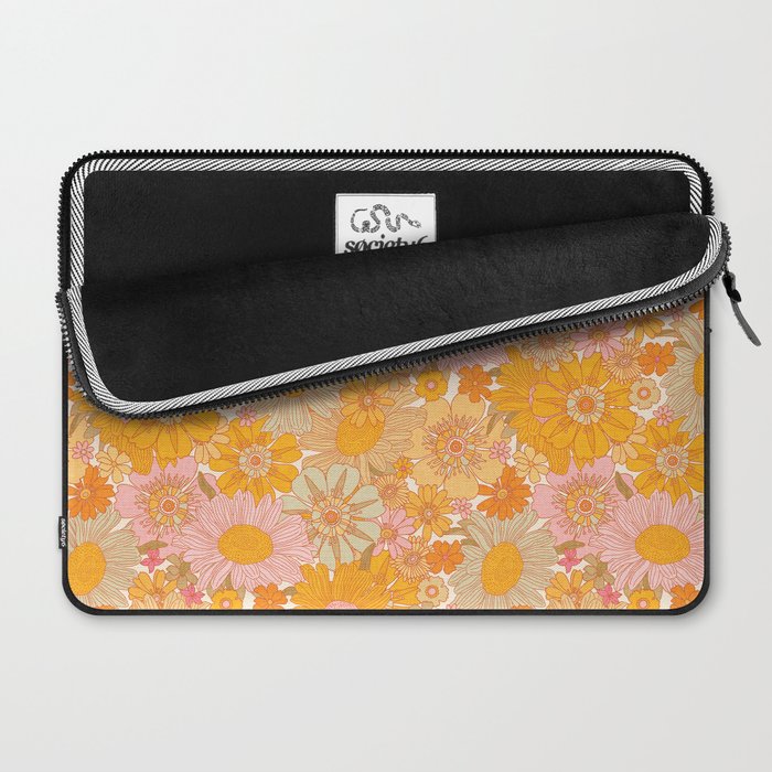Retro Florals 70s Cream Laptop Sleeve Gallery Image 2