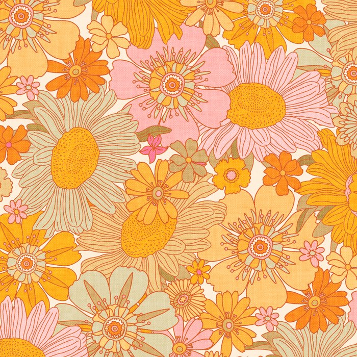 Retro Florals 70s Cream Coffee Mug Gallery Image 2