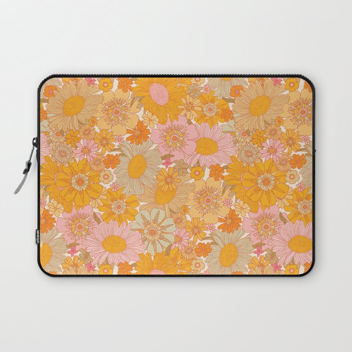 Retro Florals 70s Cream Laptop Sleeve Gallery Image 1