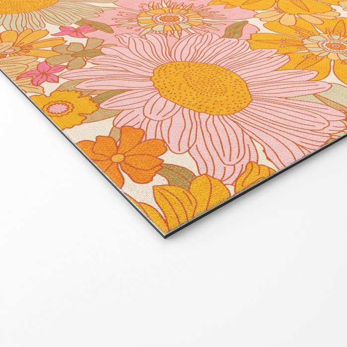 Retro Florals 70s Cream Welcome Mat Gallery Image 2