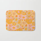 Retro Florals 70s Cream Bath Mat Gallery Image 1