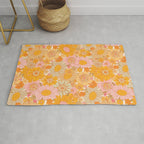 Retro Florals 70s Cream Rug Gallery Image 1