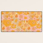 Retro Florals 70s Cream Desk Mat Gallery Image 3