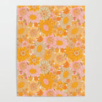 Retro Florals 70s Cream Poster Gallery Image 4