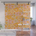 Retro Florals 70s Cream Wall Mural Gallery Image 1