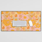 Retro Florals 70s Cream Desk Mat Gallery Image 1