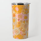 Retro Florals 70s Cream Travel Mug Gallery Image 1