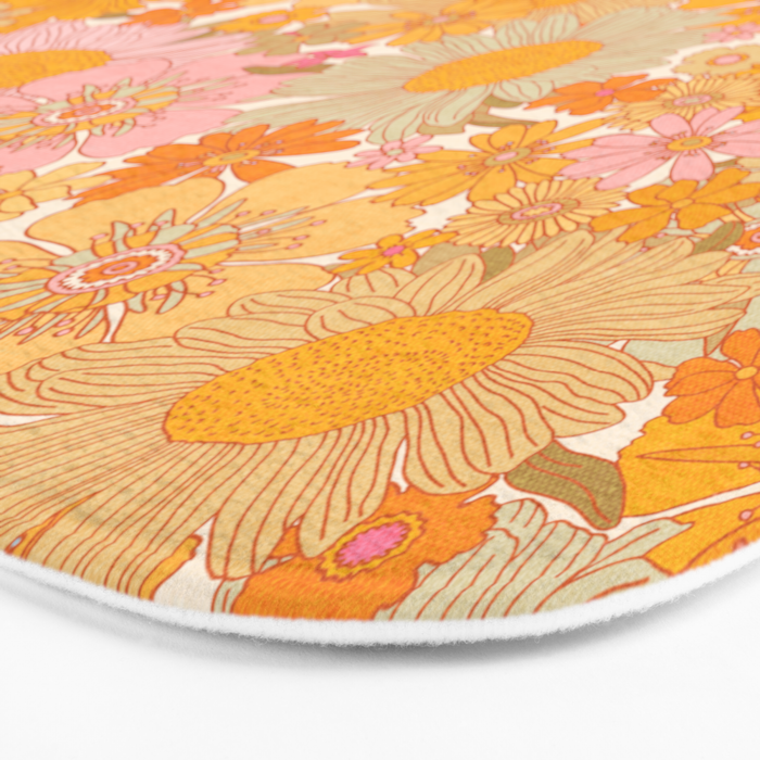 Retro Florals 70s Cream Bath Mat Gallery Image 3