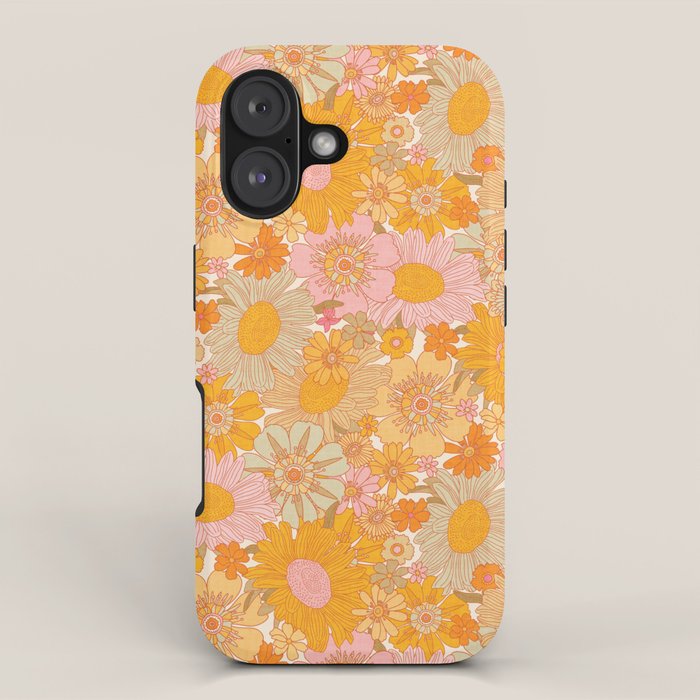 Retro Florals 70s Cream iPhone Case Gallery Image 1