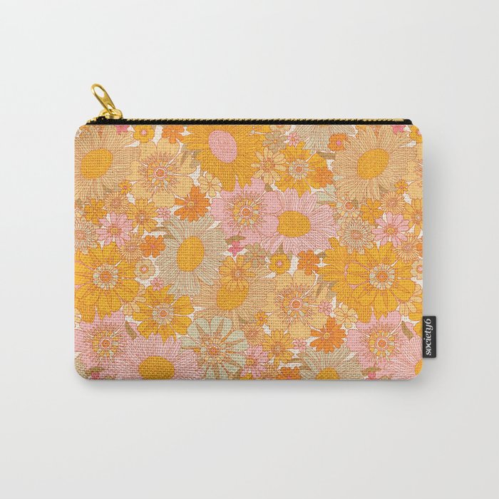 Retro Florals 70s Cream Carry All Pouch Gallery Image 1