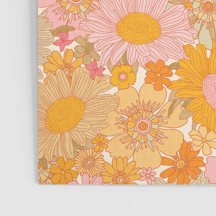 Retro Florals 70s Cream Poster Gallery Image 3