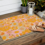 Retro Florals 70s Cream Outdoor Rug Gallery Image 2