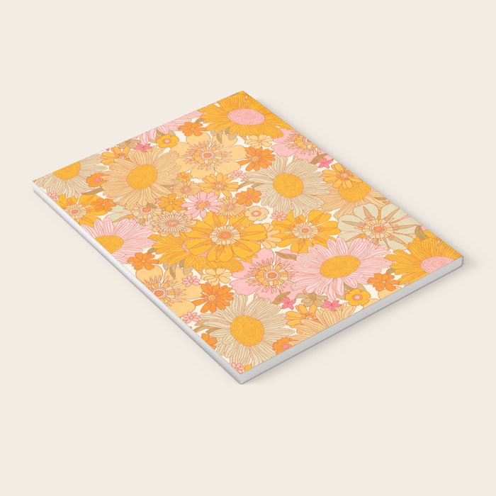 Retro Florals 70s Cream Notebook Gallery Image 3