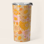 Retro Florals 70s Cream Travel Mug Gallery Image 2