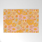 Retro Florals 70s Cream Welcome Mat Gallery Image 1