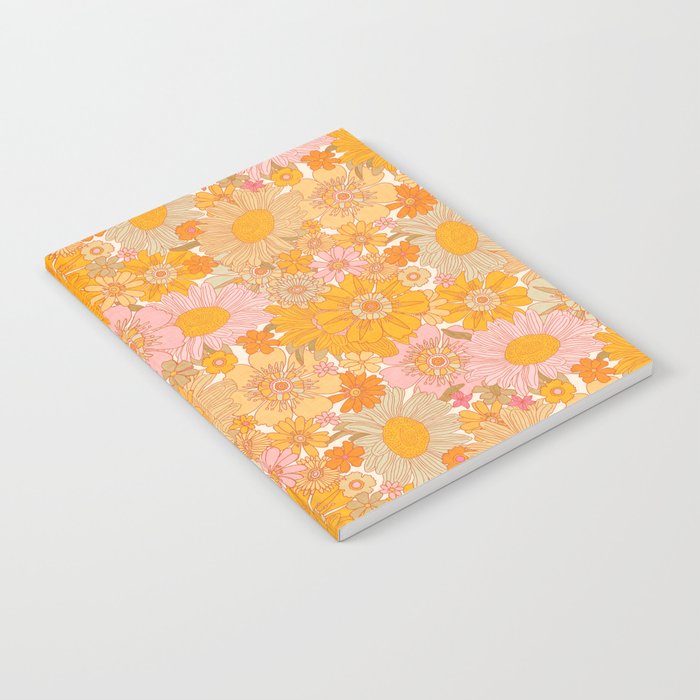 Retro Florals 70s Cream Notebook Gallery Image 1