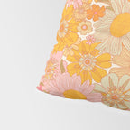 Retro Florals 70s Cream Pillow Sham Gallery Image 4