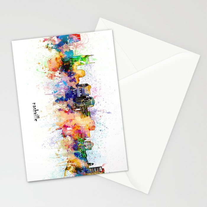 nashville skyline artistic Stationery Card Gallery Image 2
