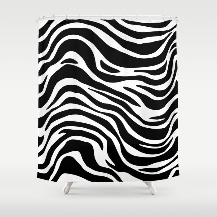 Black and white zebra stripe pattern Shower Curtain Gallery Image 1
