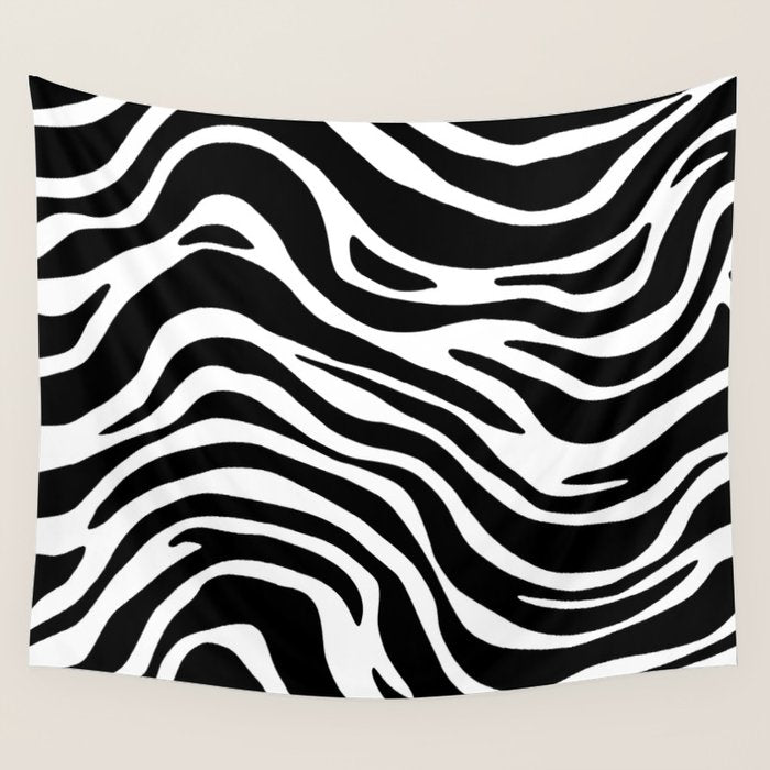 Black and white zebra stripe pattern Wall Tapestry Gallery Image 4