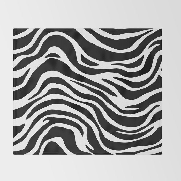 Black and white zebra stripe pattern Throw Blanket Gallery Image 2