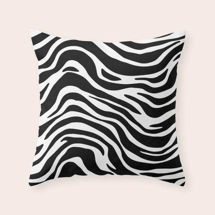 Black and white zebra stripe pattern Throw Pillow Gallery Image 1