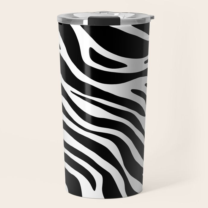 Black and white zebra stripe pattern Travel Mug Gallery Image 1