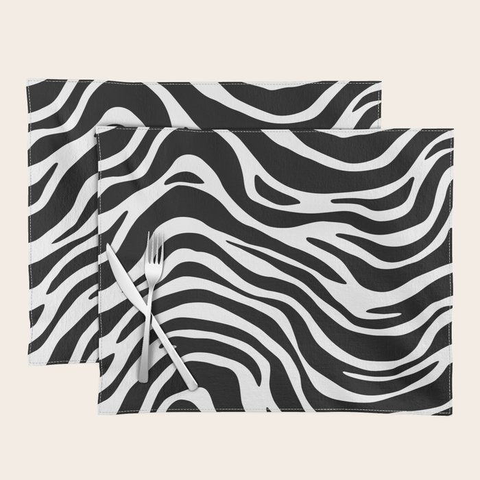 Black and white zebra stripe pattern Placemat Gallery Image 1