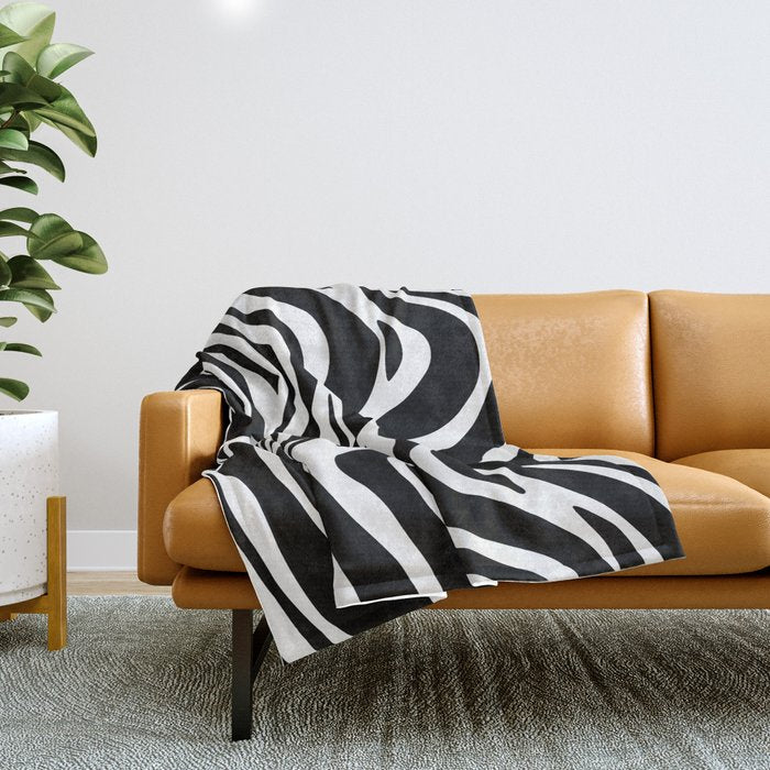 Black and white zebra stripe pattern Throw Blanket Gallery Image 1