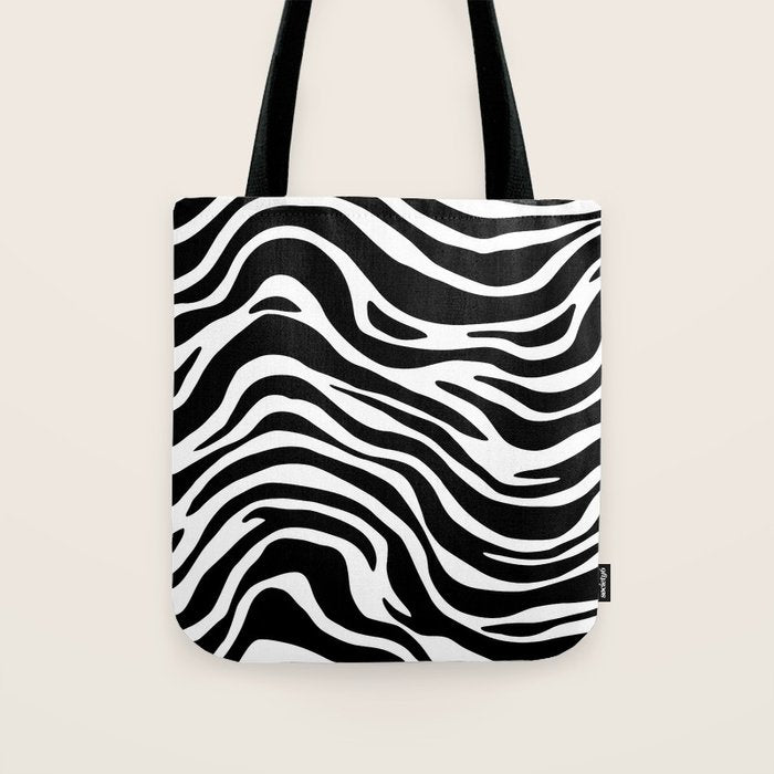 Black and white zebra stripe pattern Tote Bag Gallery Image 1