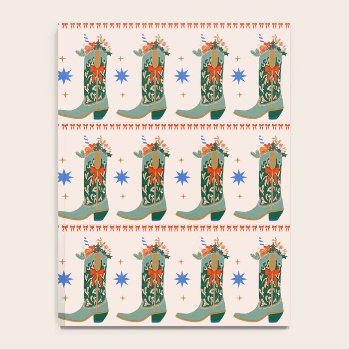 Festive Cowboy Boot Christmas Art  Whimsical Western Holiday Decor Notebook Gallery Image 4